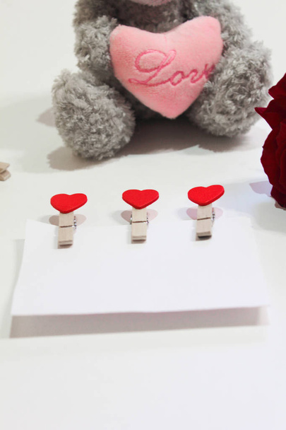  Orso, valentino e rosa su fondo bianco
 - Foto, immagini