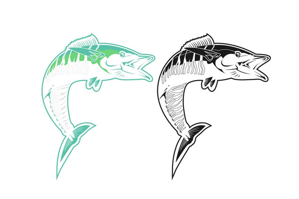 Makrele Fisch umreißt Logo Vektor - Vektor, Bild