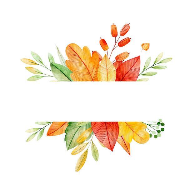 Cartão de saudação com folhas de outono
  - Foto, Imagem
