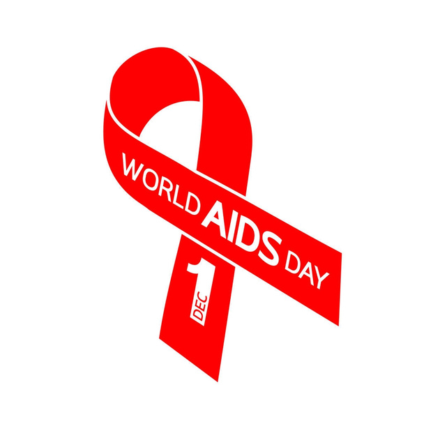 Παγκόσμια ημέρα κατά του Aids. Κόκκινη κορδέλα επίπεδη στυλ. - Διάνυσμα, εικόνα