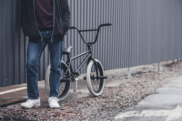 bmx biker with bicycle   - Photo, Image