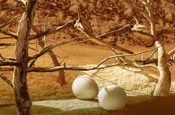 Egg and pterodactyl 3d rendering - Photo, Image