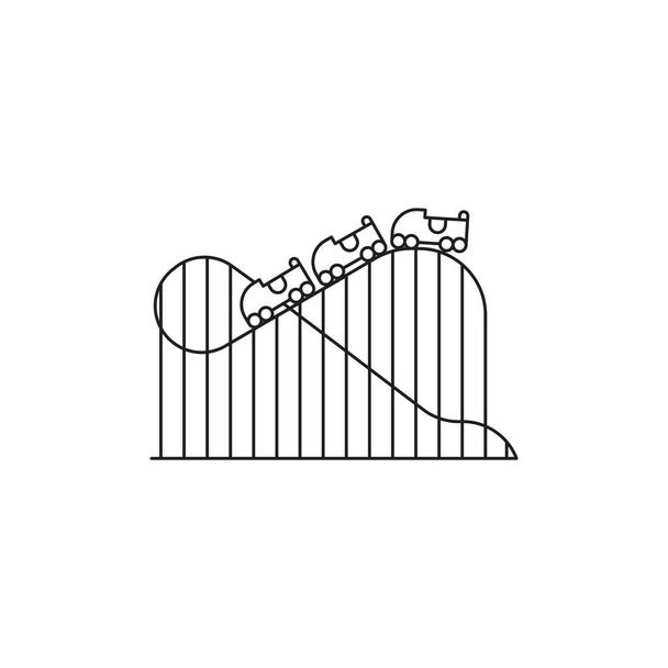 Montaña rusa icono vector diseño lineal aislado sobre fondo blanco. Plantilla del logotipo del parque, elemento para el parque de atracciones, objeto icono de línea
 - Vector, Imagen