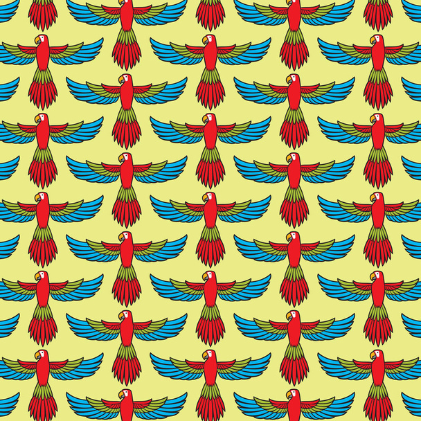 background pattern with flying parrot - Vetor, Imagem