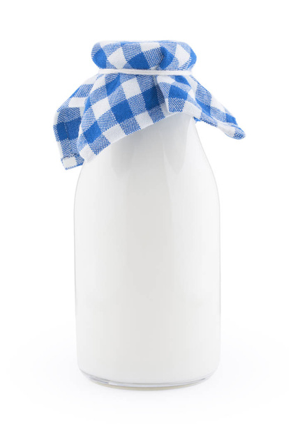 Стара скляна пляшка молока ізольована на білому тлі
 - Фото, зображення