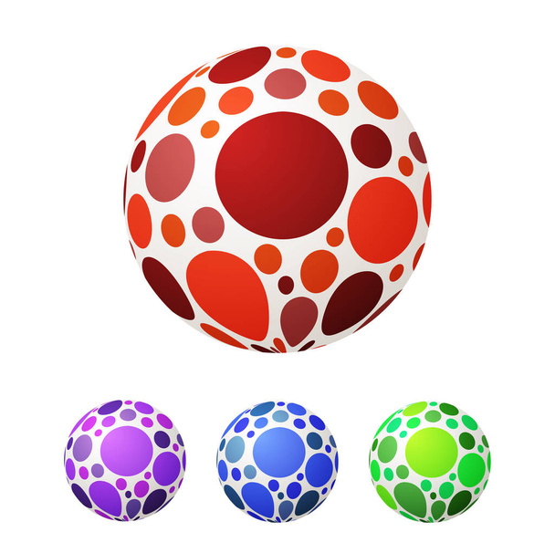 Set of vector ball with colored circles. Bright balloons, red, b - Wektor, obraz