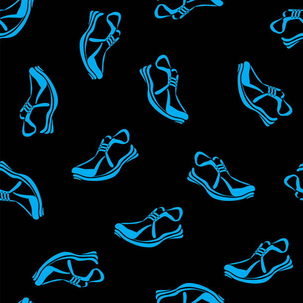 ブルーのランニング シューズのシームレス パターン - ベクター画像