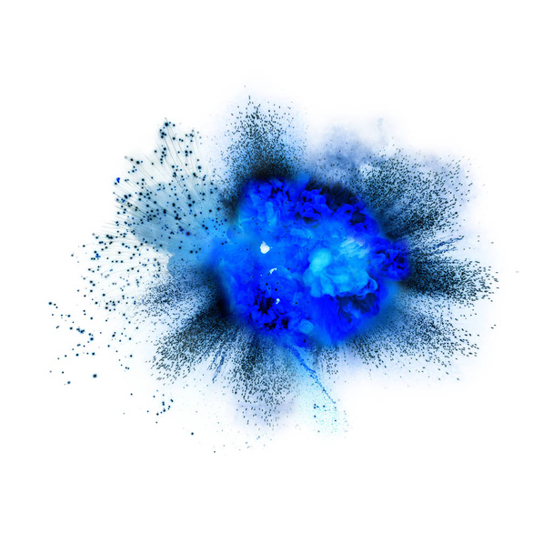 Helder blauwe explosie flash op een witte achtergrond. Fire burst - Foto, afbeelding