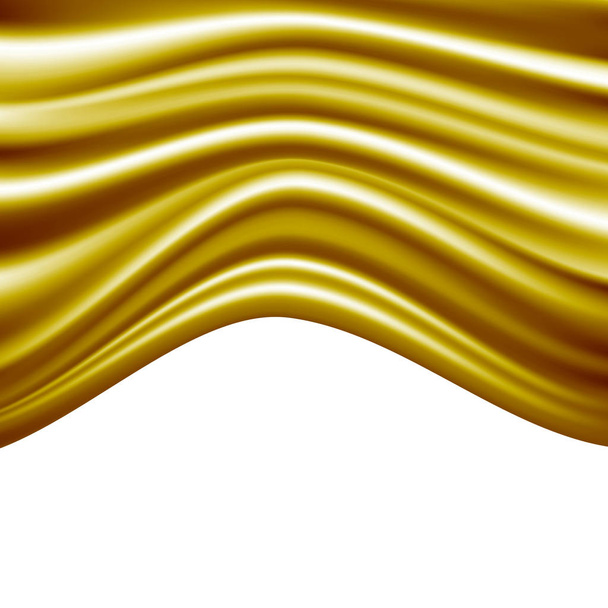 Abstract gold satin fabric wave with blank space luxury background vector illustration. - Vector, Image