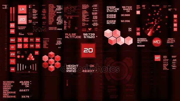 Red futuristic interface/Digital screen/HUD - Footage, Video