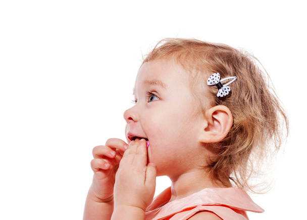 Little girl eats - Zdjęcie, obraz