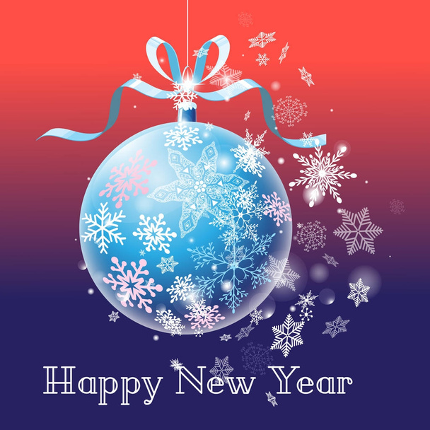 Greeting card with a New Years ball  - Vector, Image