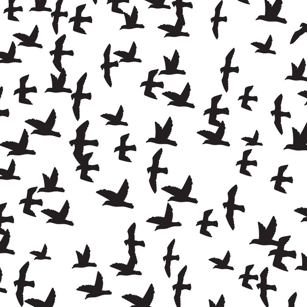background pattern with a flock of flying birds - Vector, Imagen