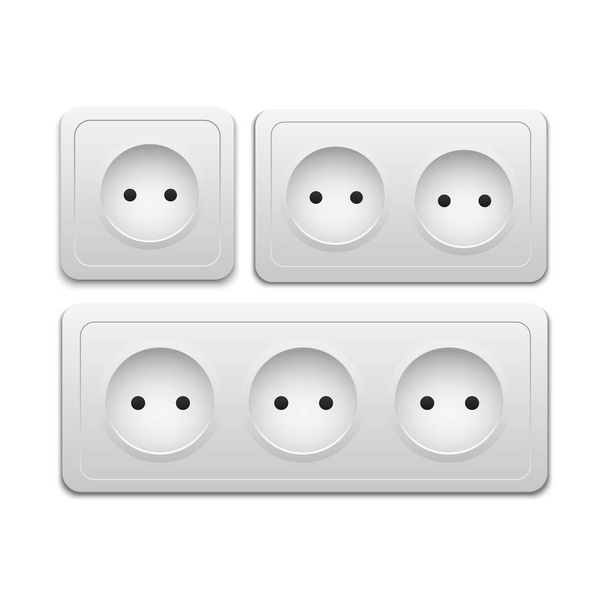 Vector modern power socket  icon on background. electric outlet - Vector, Image