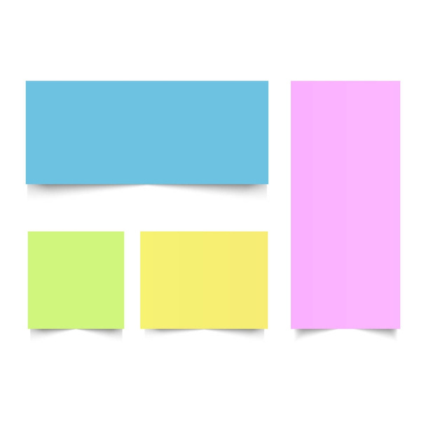 Conjunto de hojas de papel pin en cinta adhesiva translúcida con sombra aislada. Ilustración vectorial
 - Vector, Imagen