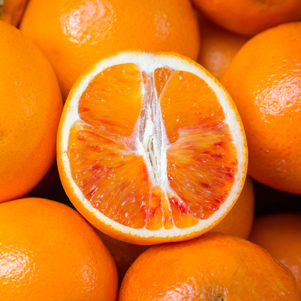 Bunch of fresh tangerines oranges on market - Photo, Image