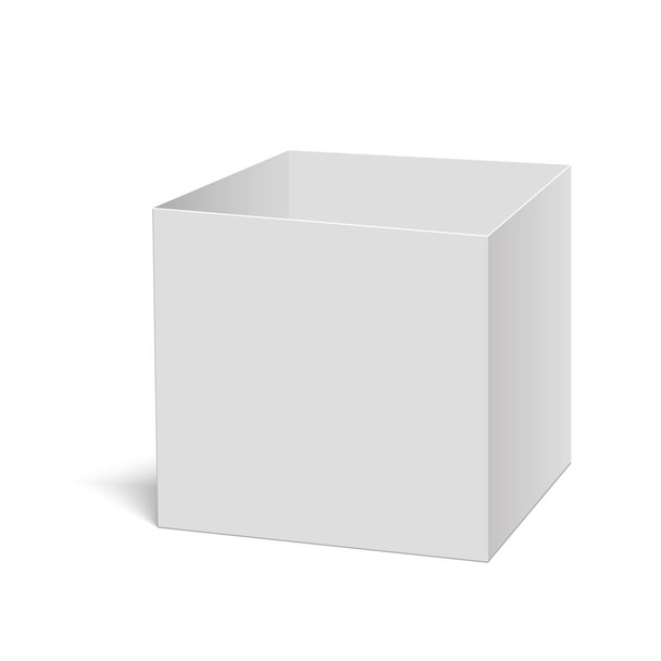 White square opened cardboard box vector template. Paper container for product. Vector illustration. - Vector, Image