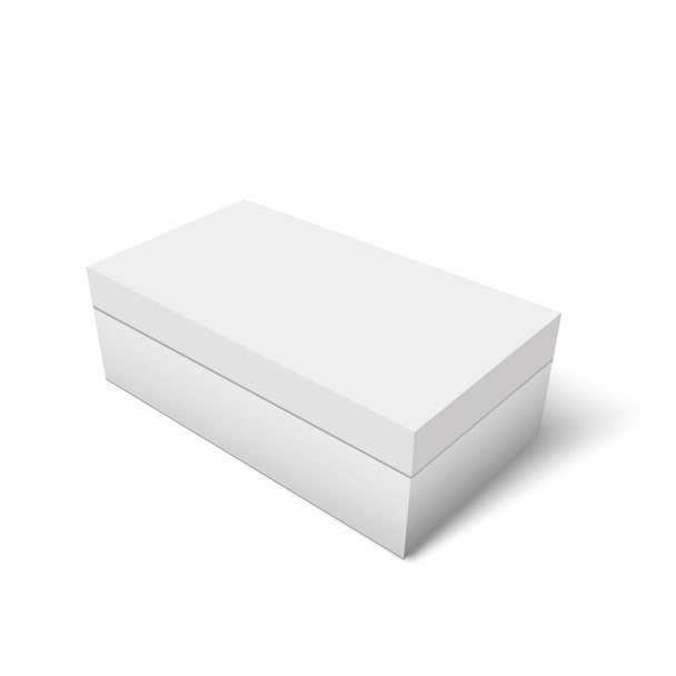 Біла картонна коробка для взуття векторний шаблон. Паперовий контейнер для продукту. Векторні ілюстрації
. - Вектор, зображення