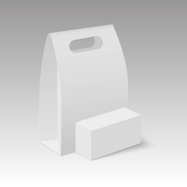 Branco simular retângulo de papelão em branco tirar lidar com embalagem lancheira para sanduíche, alimentos ou outros produtos. Vetor
 - Vetor, Imagem