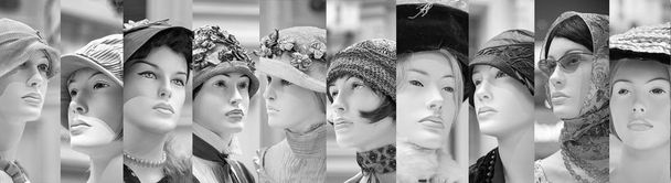 Collage van mannequins dragen van retro kleding - Foto, afbeelding