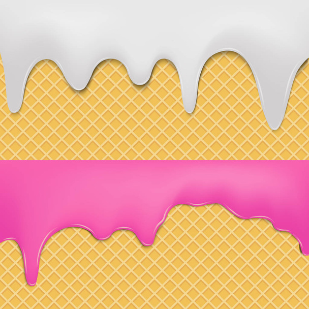 Dripping cream on wafers background. Vector - Vector, Image