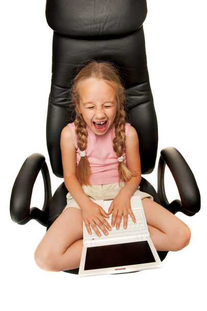 αστεία κοπέλα με laptop - Φωτογραφία, εικόνα