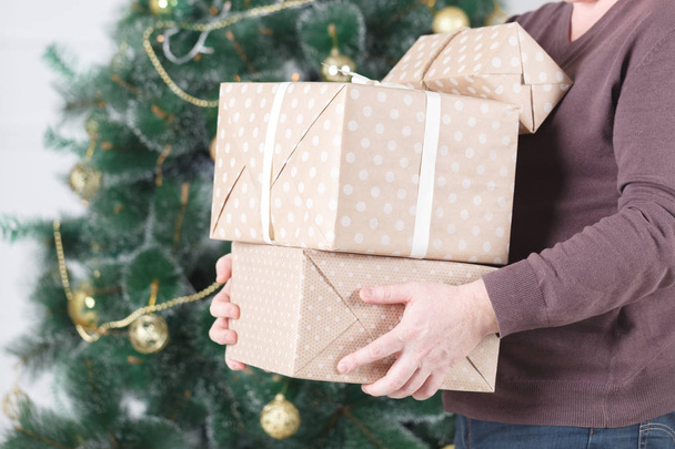 stack of gifts for Christmas holidays - Fotografie, Obrázek