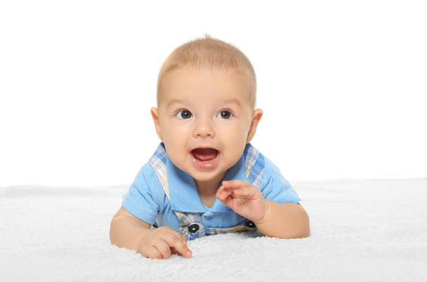 Cute lovely baby on white background - Zdjęcie, obraz