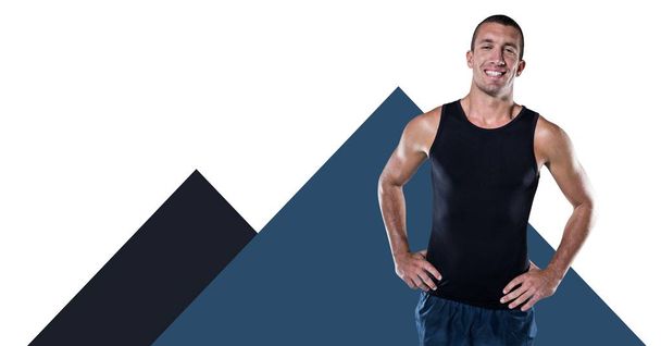 Fitness trainer man with minimal shapes - Foto, afbeelding