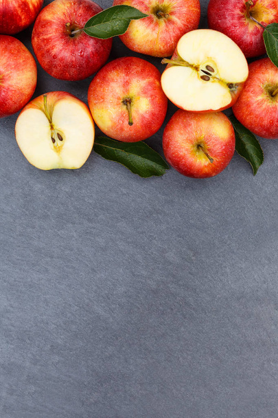 Apples apple fruit fruits slate copyspace portrait format red to - Foto, afbeelding