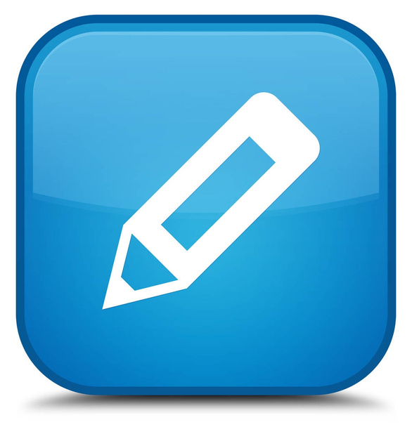 Pencil icon special cyan blue square button - Fotografie, Obrázek