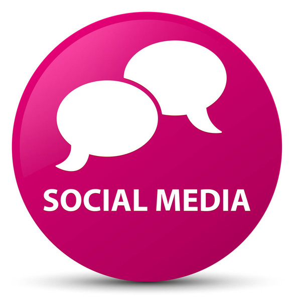 Μέσα κοινωνικής δικτύωσης (chat εικονίδιο φυσαλίδας) ροζ στρογγυλό κουμπί - Φωτογραφία, εικόνα