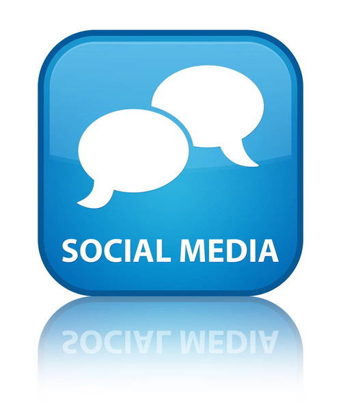 Μέσα κοινωνικής δικτύωσης (chat εικονίδιο φυσαλίδας) ειδική κυανό μπλε τετράγωνο κουμπί - Φωτογραφία, εικόνα