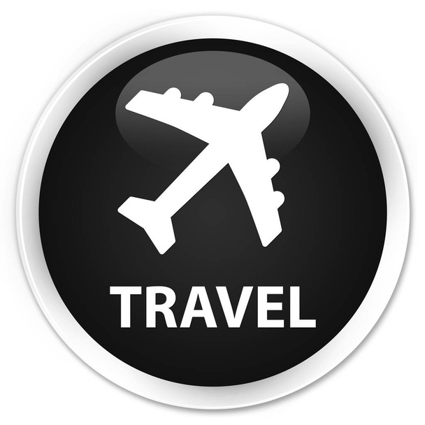 Reizen (vliegtuig pictogram) premium zwart ronde knop - Foto, afbeelding
