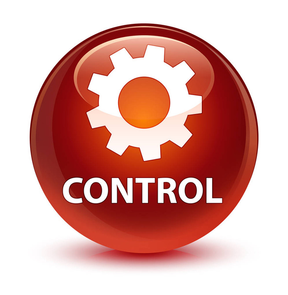 Control (settings icon) glassy brown round button - 写真・画像