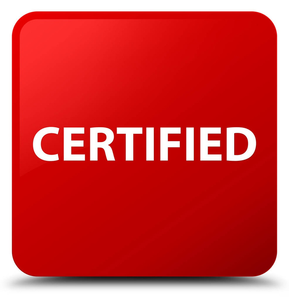 Botón cuadrado rojo certificado
 - Foto, Imagen