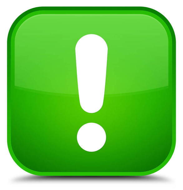 Exclamation mark icon special green square button - Photo, Image