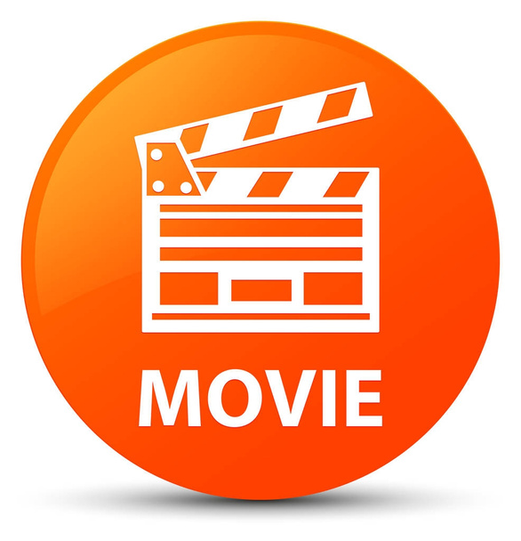 Πορτοκαλί ταινία (σινεμά εικονίδιο συνδετήρα) στρογγυλό κουμπί - Φωτογραφία, εικόνα