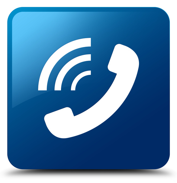 Phone ringing icon blue square button - Photo, Image