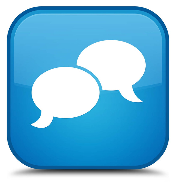 Chat bubble icon special cyan blue square button - Photo, Image
