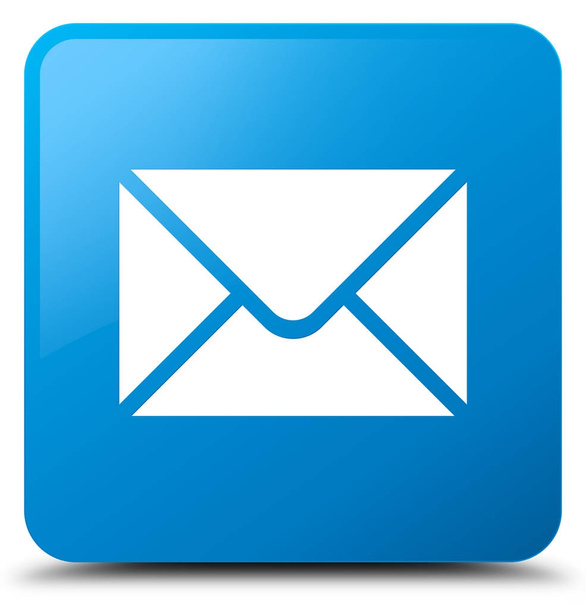Email icon cyan blue square button - Foto, immagini