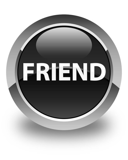 Friend glossy black round button - Photo, Image