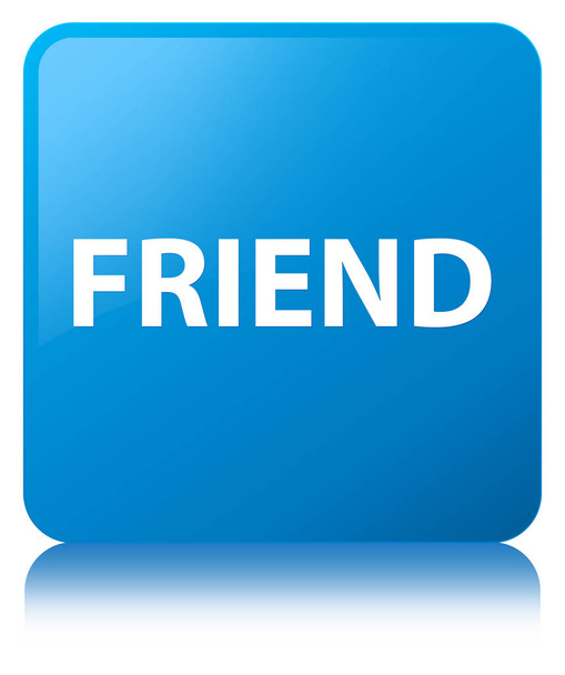 Friend cyan blue square button - Photo, Image