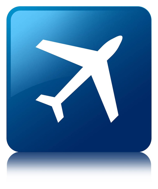 Vliegtuig pictogram blauwe vierkante knop - Foto, afbeelding