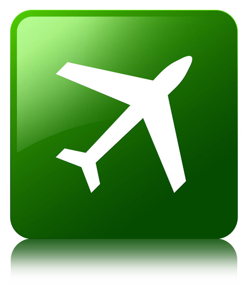 ícone de avião botão quadrado verde
 - Foto, Imagem