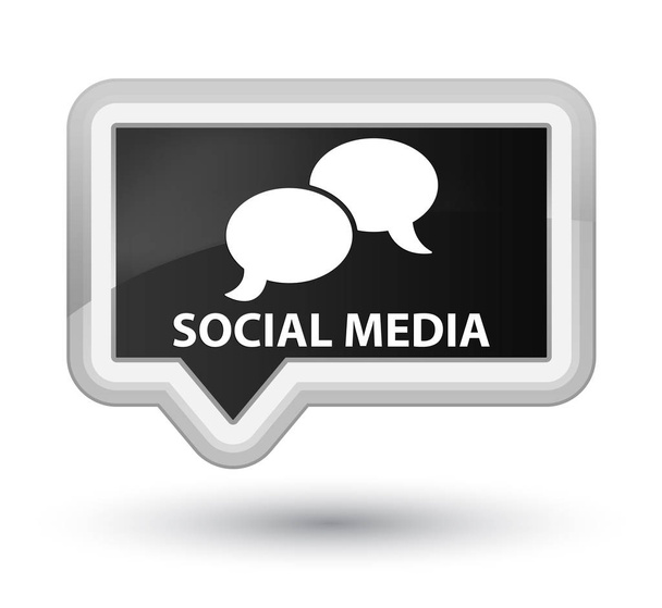 Μέσα κοινωνικής δικτύωσης (chat εικονίδιο φυσαλίδας) prime κουμπί Μαύρο πανό - Φωτογραφία, εικόνα