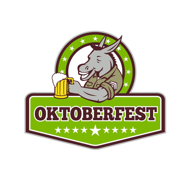 Donkey Beer Drinker Oktoberfest Retro - Vector, Image