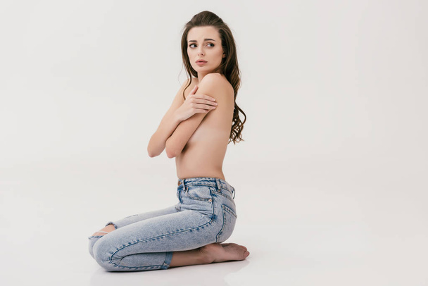 topless girl in jeans - Fotó, kép