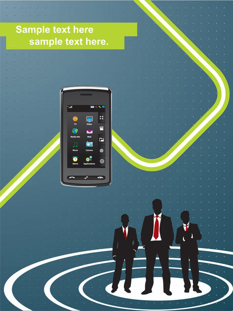 Businessman and concept mobile phone - Вектор,изображение