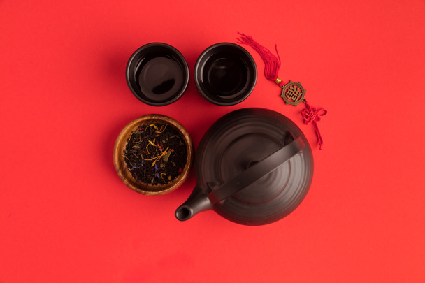 decoración oriental y juego de té
 - Foto, Imagen